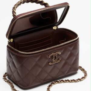 Alternative view of Chanel Long Vanity With Chain Top Handle Bag 6.7in/ 17cm‎ Dark Brown Gold Hardware For Women AP4872-B22044-U3661