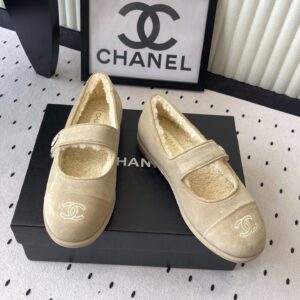 Alternative view of Chanel Mary Jane Flats Beige Suede Shearling For Women