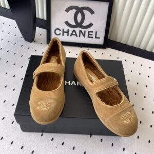Alternative view of Chanel Mary Jane Flats Tan Suede Shearling For Women