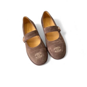 Chanel Mary Jane Flats Brown Suede For Women