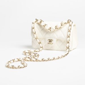 Alternative view of Chanel Mini Flap Bag Top Handle 7.9in/ 20cm White Gold Hardware For Women AS5670-B21344-U3527