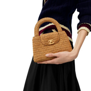 Alternative view of Chanel Mini Shopping Tote Bag 7.5in/ 19cm Dark Beige Raffia Gold Hardware For Women AS4416-B22677-U5552