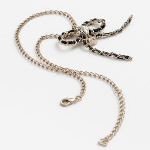 Alternative view of Chanel Bow Necklace Gold Pearly White Crystal For Women - ABG343-B21853-U3436