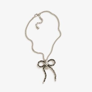 Chanel Bow Necklace Gold Pearly White Crystal For Women - ABG343-B21853-U3436