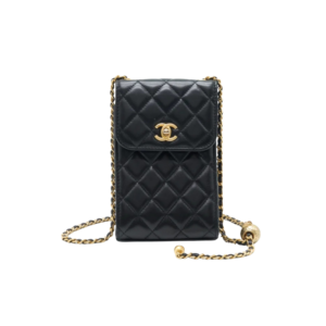 Chanel Quilted Phone Holder Bag Black For Women 19cm/7.4in