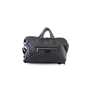 Chanel Quilted Rolling Duffle Bag Black 20.9in/53cm