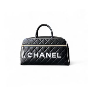 Chanel Quilted Vintage Sports Line Boston Bag Black For Women 19in/48cm