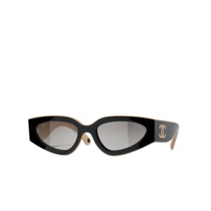 Chanel Rectangular Sporty Sunglasses Black & Brown