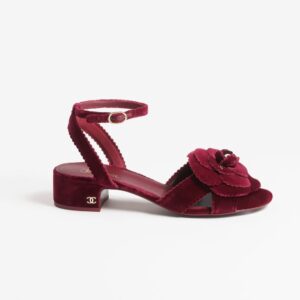 Alternative view of Chanel Sandals Velvet Burgundy For Women G45928 B17944 NZP34