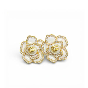 Chanel Sweet Lady Camellia Earrings White For Women