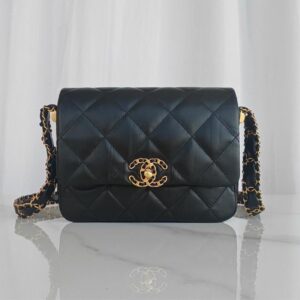 Alternative view of Chanel Wide Shoulder Bag 8.1in/ 20.5cm Black Gold Hardware For Women