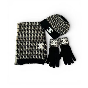 Chanel Winter Set – Hat, Scarf And Gloves Black For Women