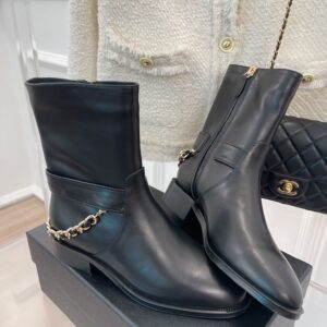 Chanel Women's Ankle Boots With Chain Black For Women 1.5in/4cm