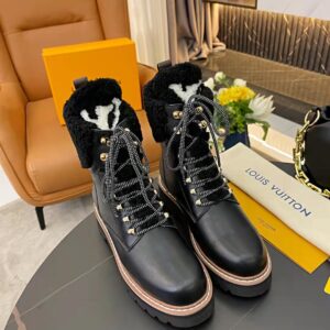 Louis Vuitton Women's Territory Flat Military Boots Black For Women LV