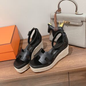 Hermes Doll 40 Espadrilles Black For Women 1.6in/4cm