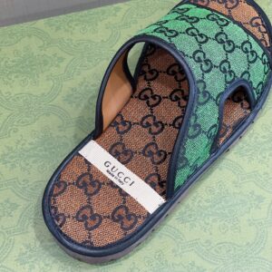 Alternative view of Gucci Men's GG Supreme Slide Sandal Orange And Green For Men ‎624879