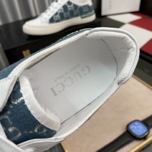 Alternative view of Gucci Men's GG Embroidery Sneaker With Web White And Blue For Men