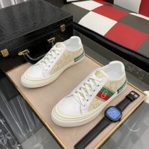 Alternative view of Gucci Men's GG Embroidery Sneaker With Web White And Beige For Men