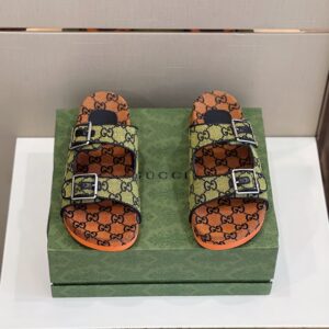 Gucci Men's Slide Sandal With Straps Orange And Green For Men 658020 2HK60