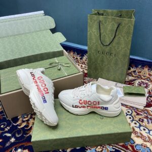 Alternative view of Gucci Men's Rhyton Sneakers With Gucci Love Parade Red White Ivory For Men 524990‎