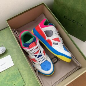Gucci Men's Basket Sneaker White Pink And Blue For Men 661311 2SH80 9063