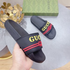 Alternative view of Gucci Men's Logo Rubber Slide Black Red And Yellow For Men 522887