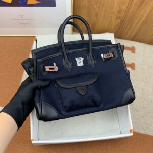 Alternative view of Hermes Birkin Cargo 25 Top Handle Bag 9.8in/ 25cm Dark Blue Silver Hardware For Women