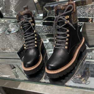 Louis Vuitton Women's Territory Flat Military Boots Black For Women LV 1A958N