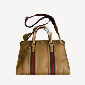 Gucci Double G-Detailed Smooth Medium Handbag Brown For Men 13.3 in/ 34 cm