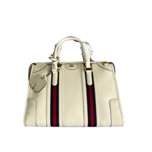 Gucci Double G-Detailed Smooth Medium Handbag White For Men 13.3 in/ 34 cm