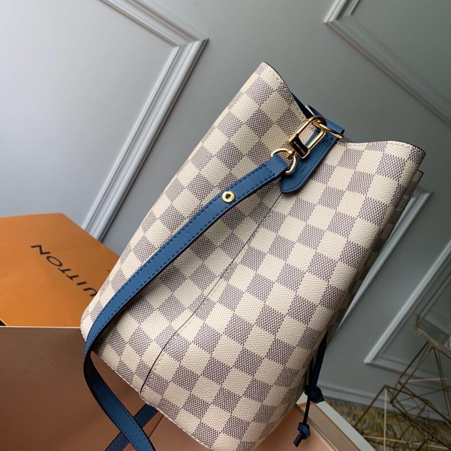 Louis Vuitton NeoNoe MM Bucket Bag Damier Azur Canvas Bleuet Blue For Women, Women’s Handbags, Shoulder And Crossbody Bags 10.2in/26cm LV N40153