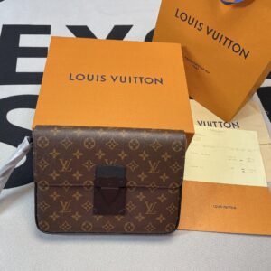 Alternative view of Louis Vuitton S Lock A4 Pouch Monogram Macassar Canvas For Men, Men's Bags, Shoulder And Crossbody Bags 10.6in/27cm LV M80560