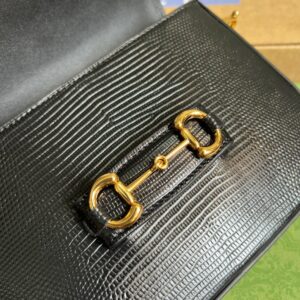 Alternative view of Gucci Horsebit 1955 Lizard Mini Bag Black For Women, Women's Bags 8in/20cm GG