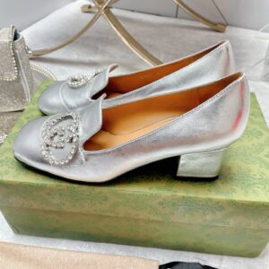 Alternative view of Gucci Women's Mid-Heel Pump With GG Logo Silver For Women GG