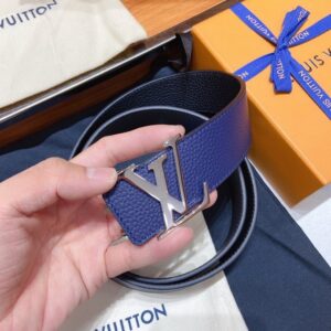 Alternative view of Louis Vuitton Silver Tone Buckle LV Iconic Belt Dark Blue For Women