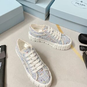 Alternative view of Prada Double Wheel Gabardine Sneakers Light Blue For Women 2in/50mm PRD