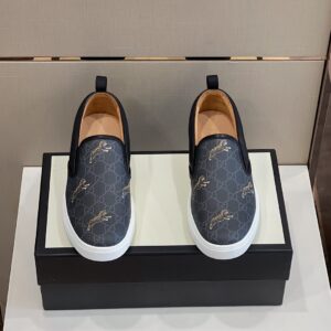 Gucci Men's Ace GG Supreme Slip-On With Tigers Printed Black For Men 407362 G0K10 1101