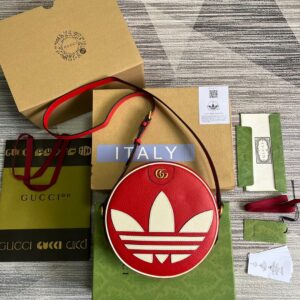 Gucci x Adidas Ophidia Shoulder Bag Red For Women, Women's Bags 8.6in/22cm GG 702626 DJ24T 6484