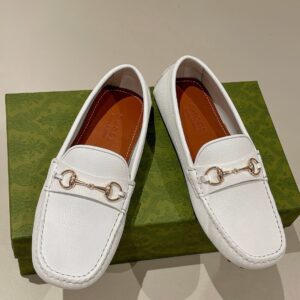Gucci Men's Horsebit Driver White For Men 674254 UDU00 9022