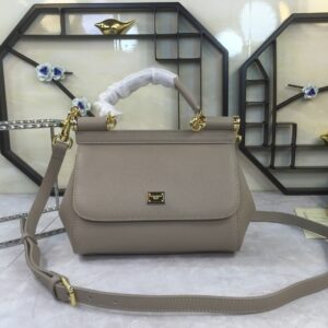 Dolce & Gabbana Medium Sicily Handbag In Dauphine Grey For Women 10.2in/26cm DG BB4347A100187195