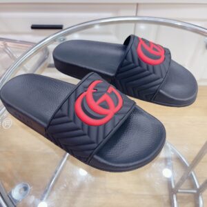 Alternative view of Gucci Men's Quilted GG Rubber Slide Black And Red For Men 601041