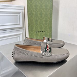 Gucci Men's Loafers With Web Details Gray For Men 6246981
