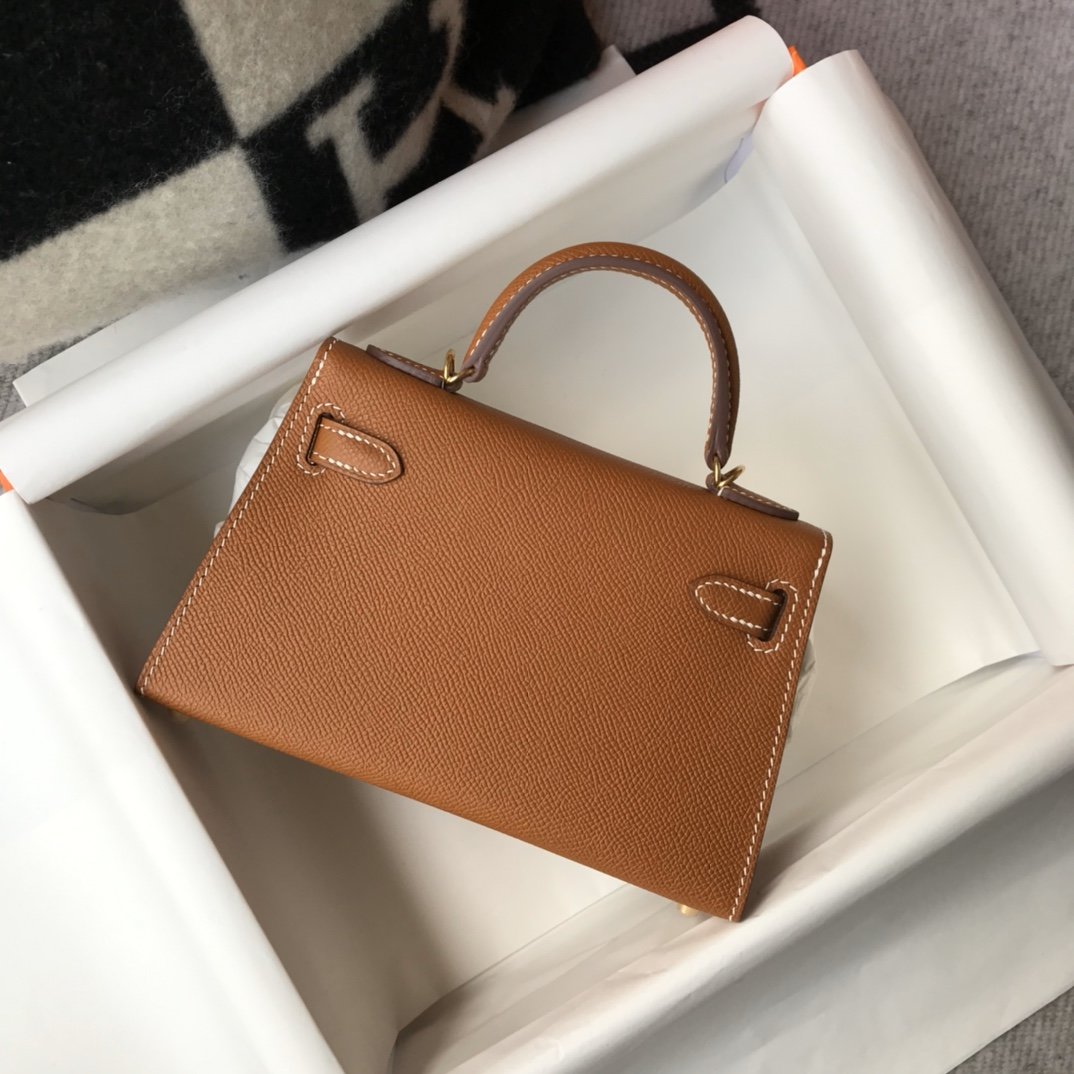 Hermes Mini Kelly 19 Sellier Epsom Brown Bag For Women, Women’s Handbags, Shoulder Bags 7.5in/19cm