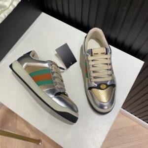 Alternative view of Gucci Men's Screener Low Top Sneakers Silver Gold For Men 627833 1TR20 8162