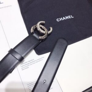Chanel Double C Buckle 32mm Belt Silver Hardware For Women