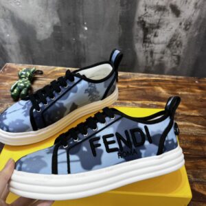 Alternative view of Fendi Domino Fabric Sneakers Blue For Men