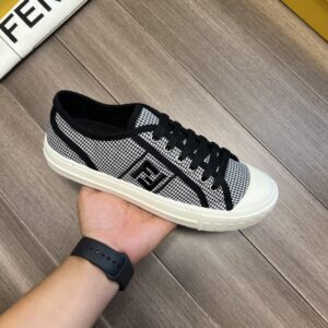 Alternative view of Fendi FD Domino Fabric Low-Tops Sneakers Black For Men 7E1553AKX2F1DVL