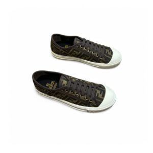 Fendi FD Domino Fabric Low-Tops Sneakers Brown For Men 7E1553AJZXF0R7V