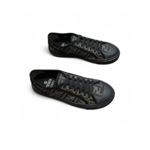 Fendi FD Domino Fabric Low-Tops Sneakers Black For Men 7E1553AJZXF13I8