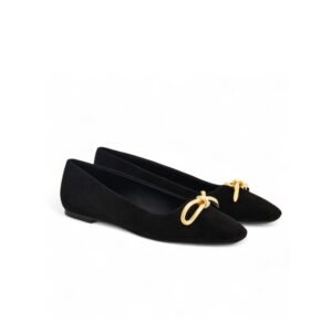 Ferragamo Ballet Flat With Asymmetric Bow Black For Women 01H388 769576